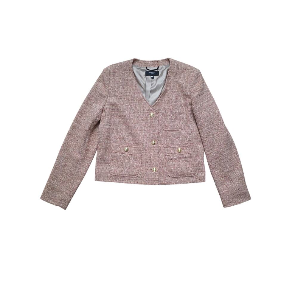 MaxMara Weekend Pink Tweed Blazer Size 14